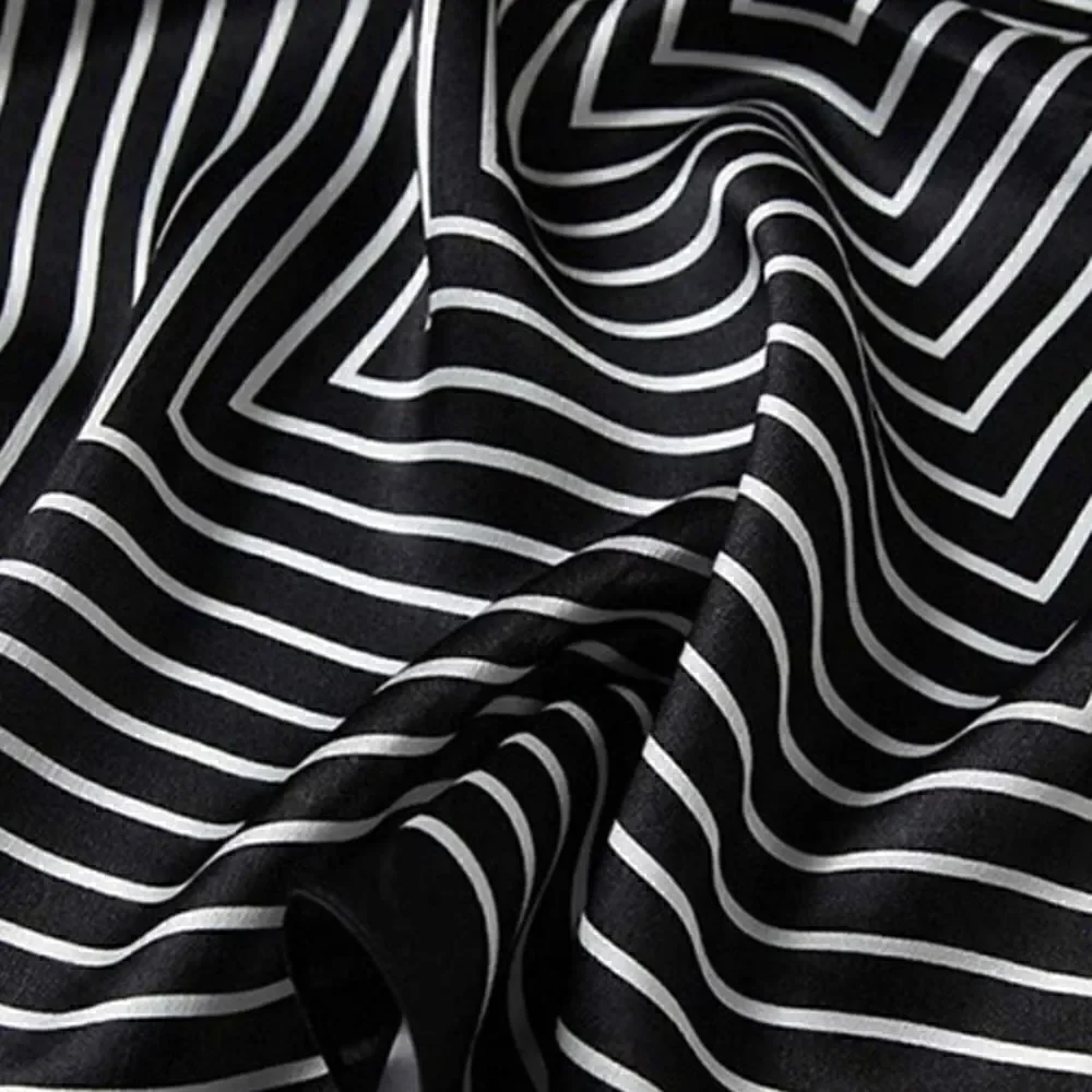 Black Stripe Mulberry Silk Neck Scarf